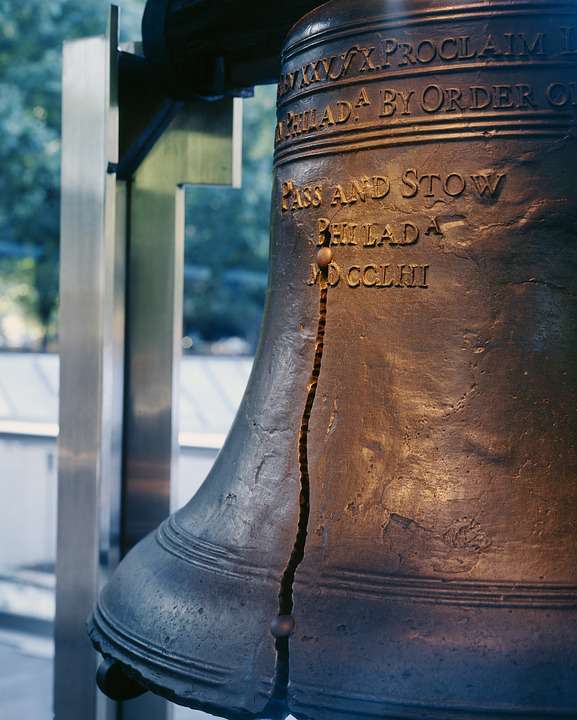 Famous Philadelphia attraction, the Liberty Bell, at Independence Hall 